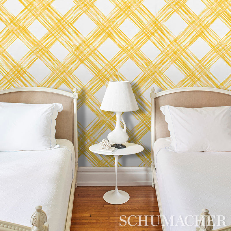 Schumacher Traverse Yellow Wallpaper Sample 5009712