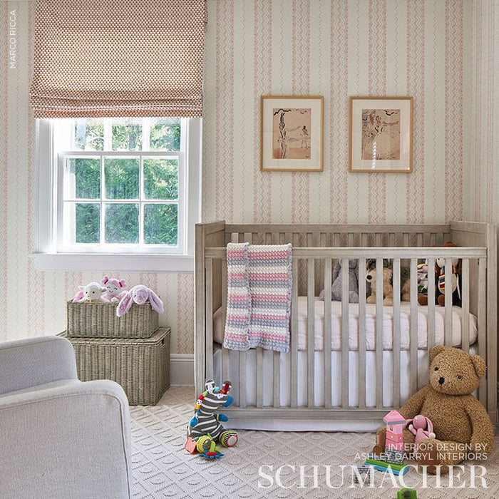Schumacher Nauset Stripe Blush Wallpaper Sample 5009742