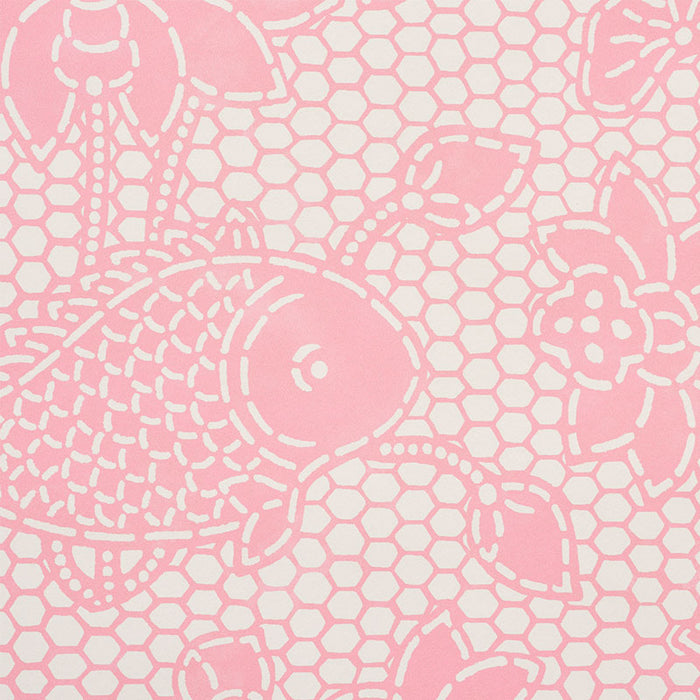 Schumacher Lotus Batik Pink Wallpaper Sample 5009752