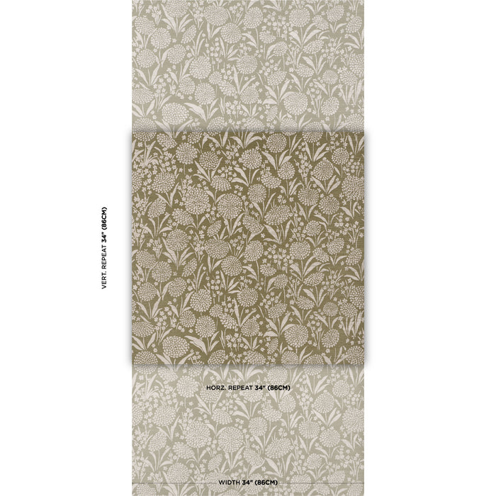 Schumacher Chrysanthemum Sisal Juniper Wallpaper Sample 5009784