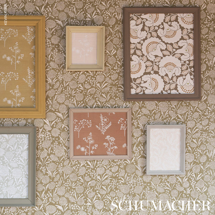 Schumacher Chrysanthemum Sisal Juniper Wallpaper Sample 5009784