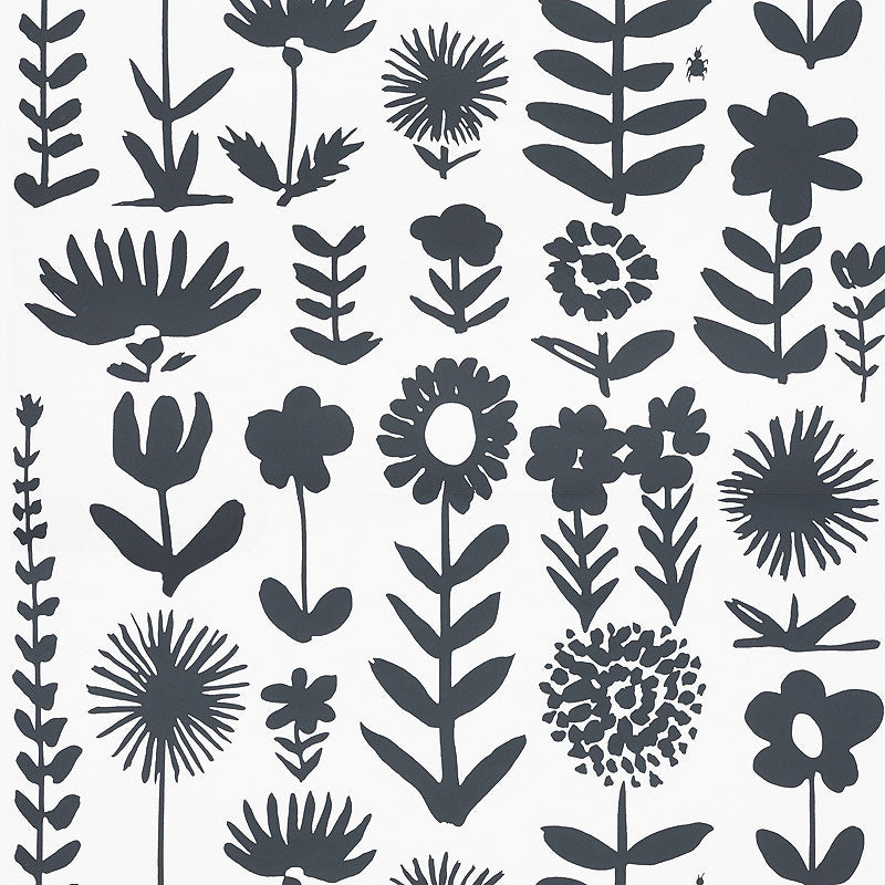 Schumacher Wild Things Black Wallpaper Sample 5009810