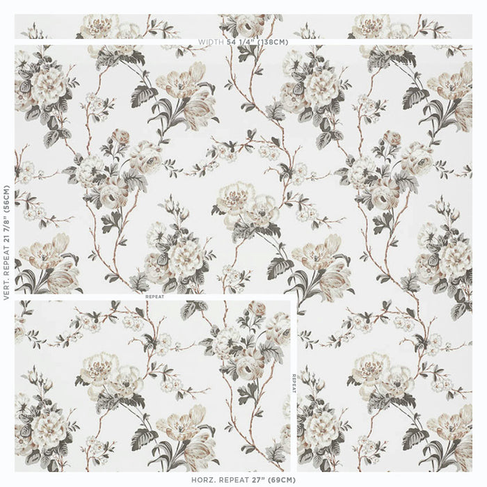 Schumacher Betty Charcoal Wallpaper Sample 5009871