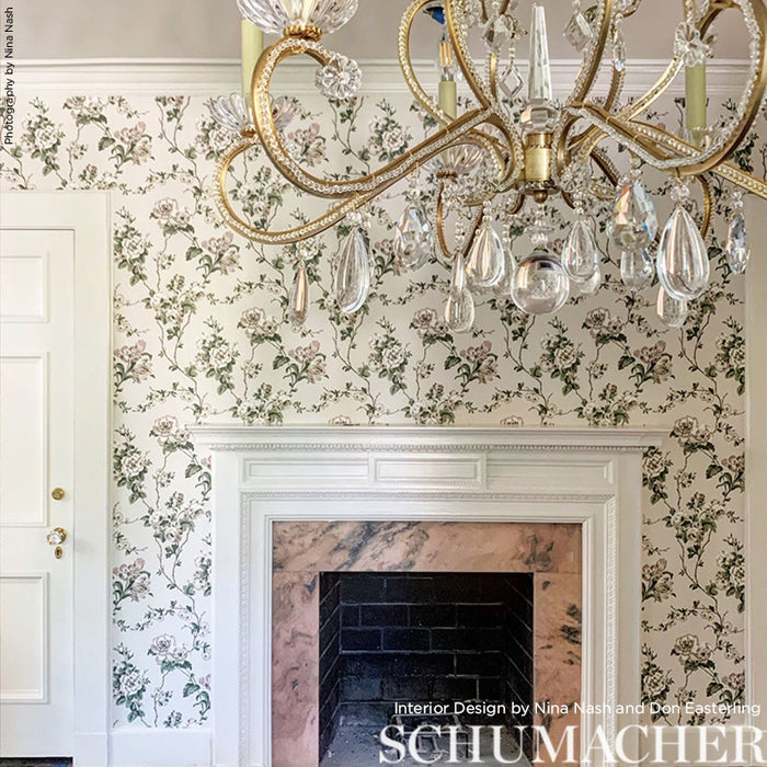Schumacher Betty Charcoal Wallpaper Sample 5009871