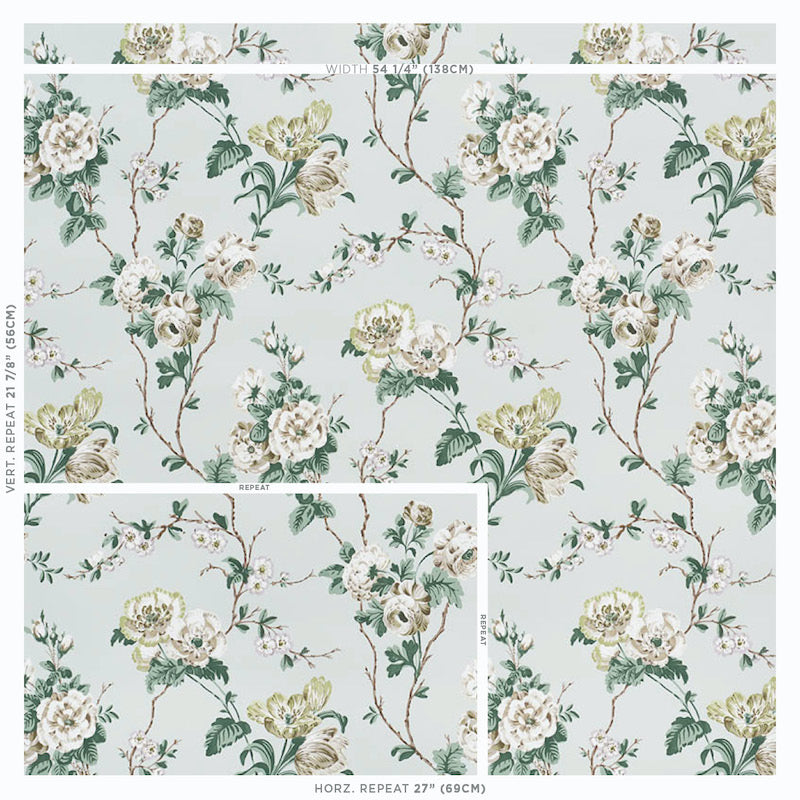 Schumacher Betty Celadon Wallpaper Sample 5009872