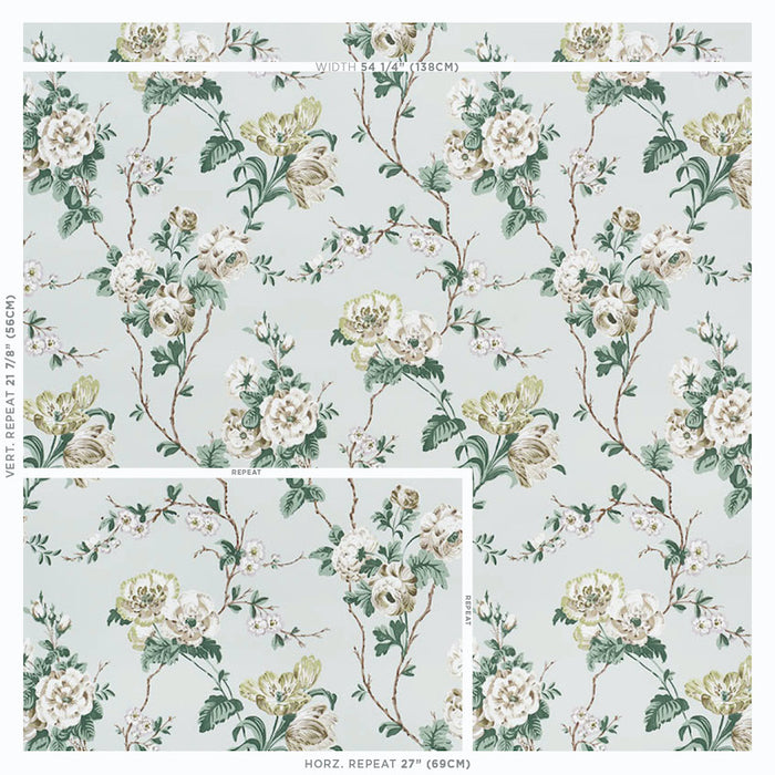 Schumacher Betty Celadon Wallpaper Sample 5009872