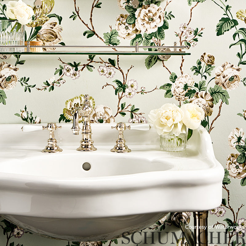Schumacher Betty Celadon Wallpaper Sample 5009872