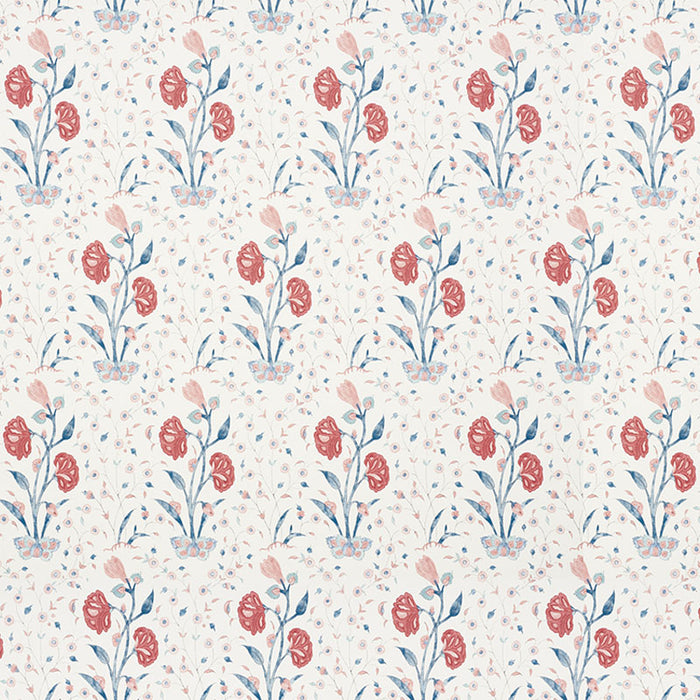 Schumacher Khilana Floral Delft & Rose Wallpaper Sample 5009950