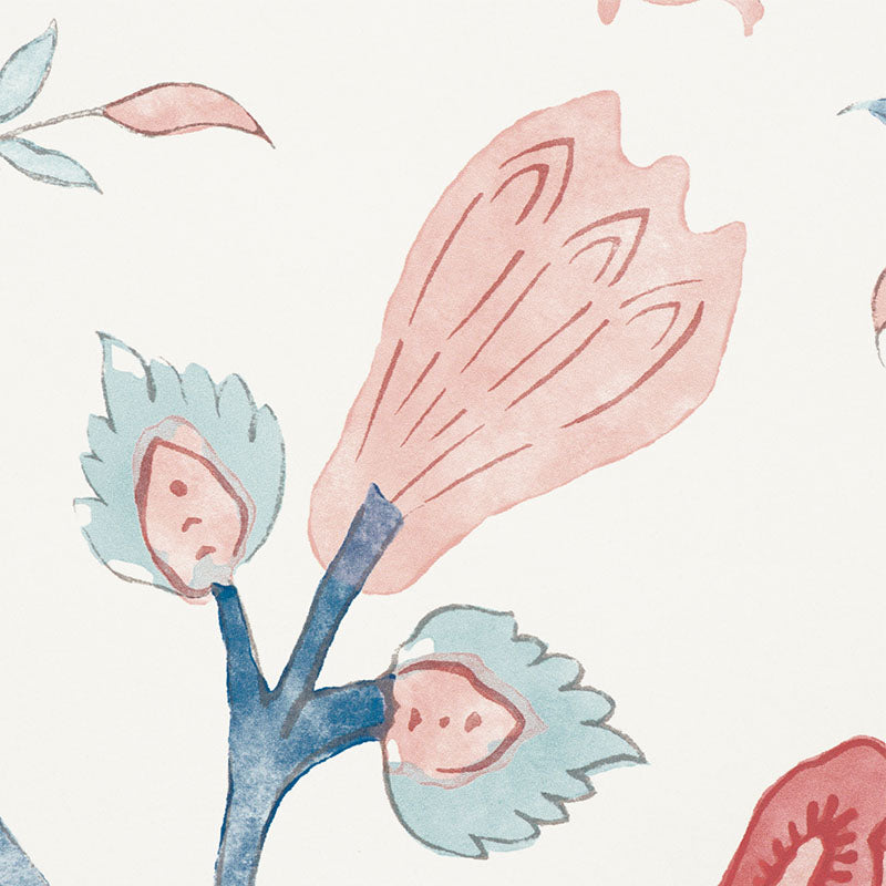 Schumacher Khilana Floral Delft & Rose 5009950 Wallpaper | 40% Off ...