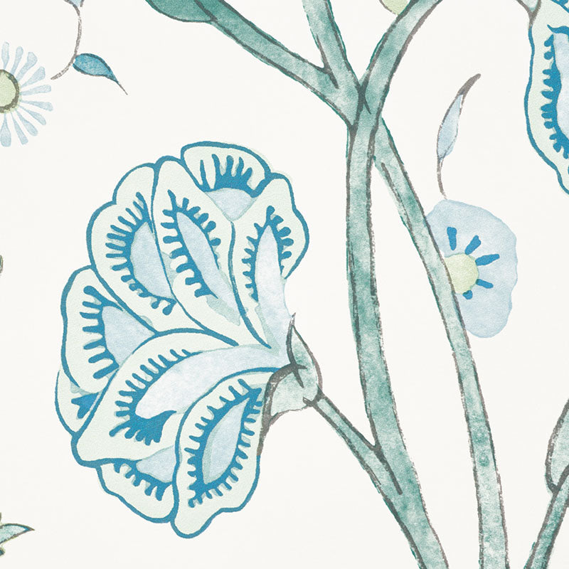 Schumacher Khilana Floral Peacock 5009952 Wallpaper | 40% Off (Samples)