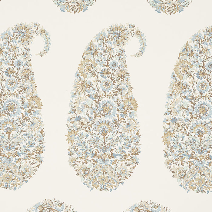 Schumacher Shirala Paisley Aqua Wallpaper Sample 5009971