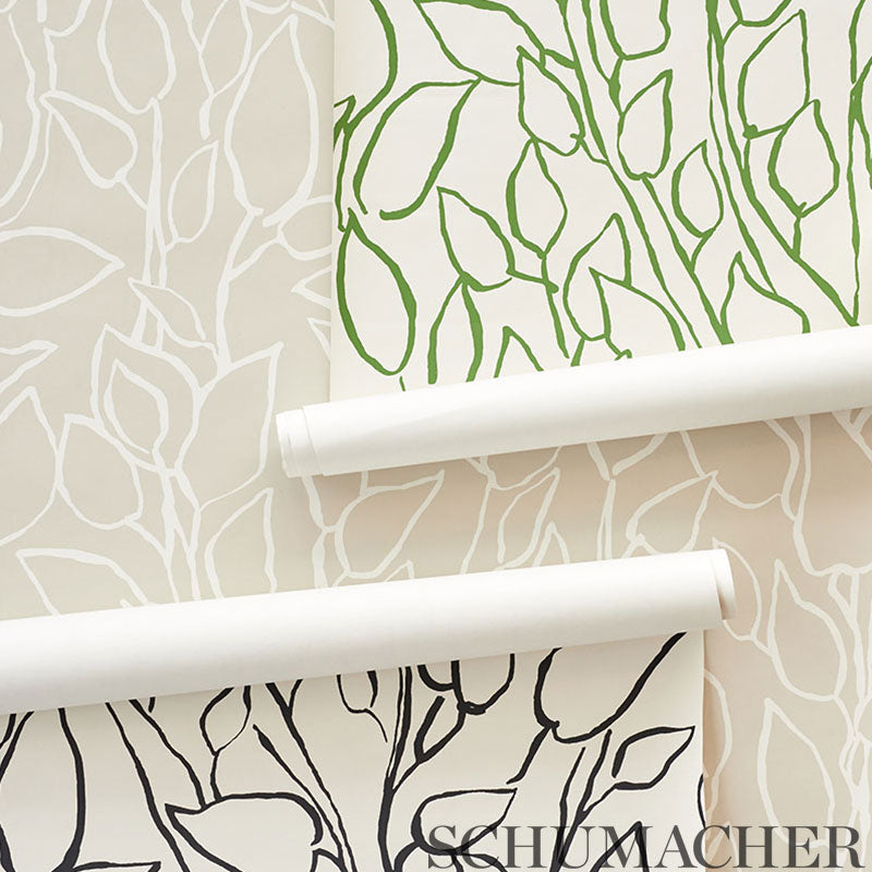 Schumacher Solandra Vine Black Wallpaper Sample 5010071