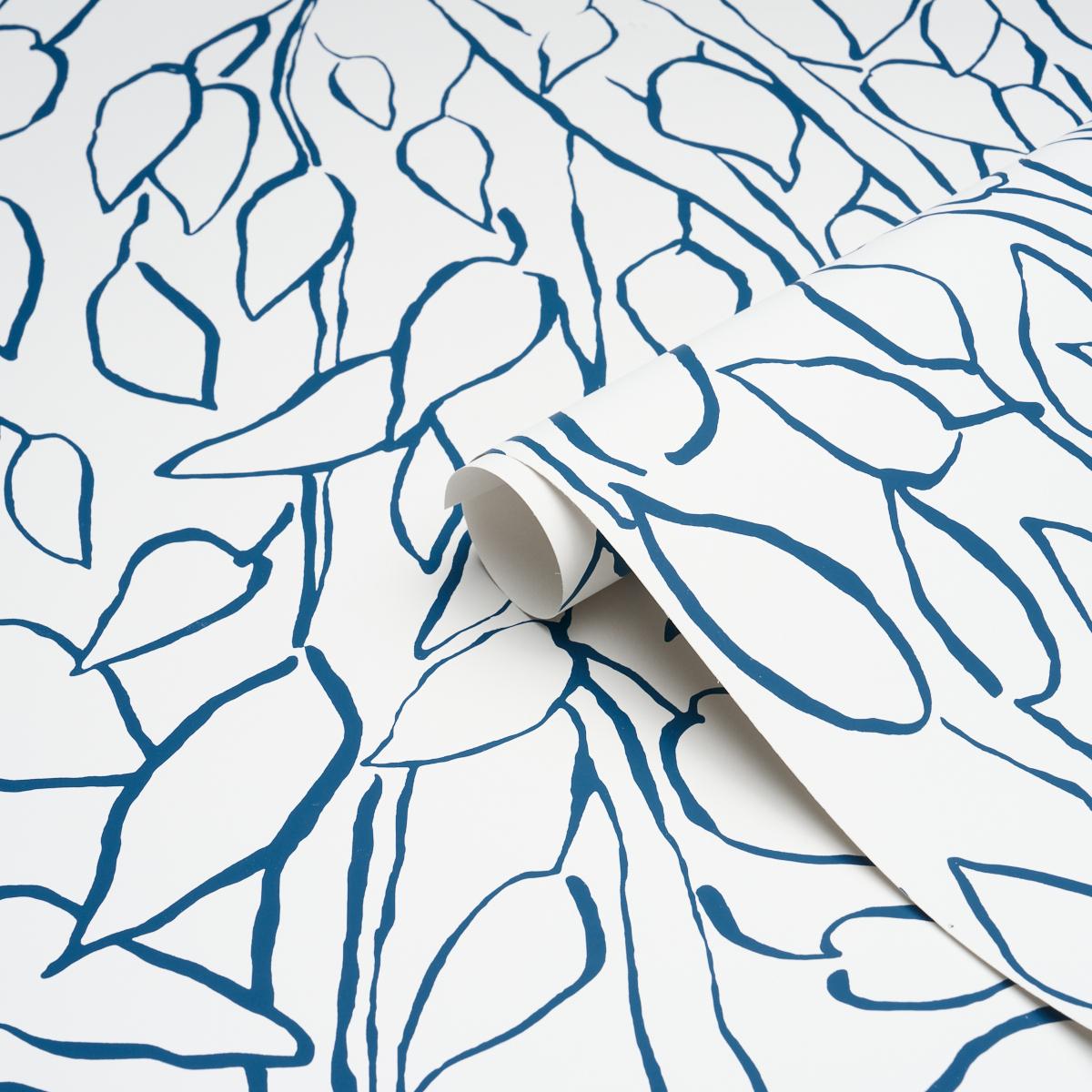 Schumacher Solandra Vine Navy Wallpaper Sample 5010073