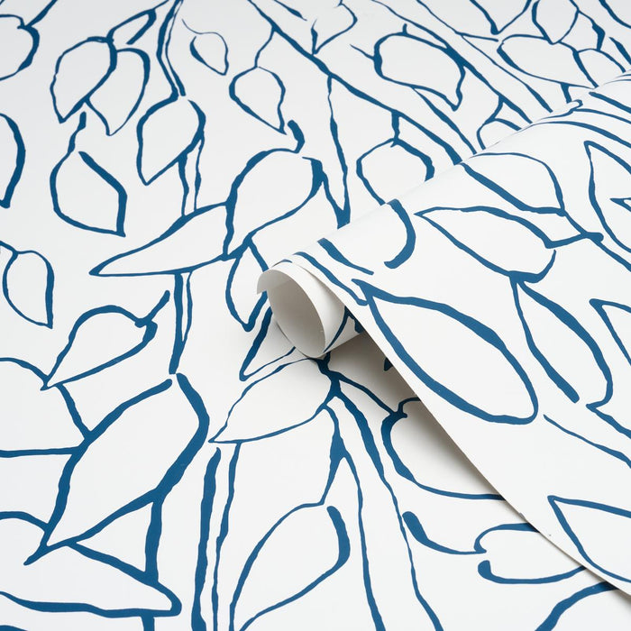 Schumacher Solandra Vine Navy Wallpaper Sample 5010073