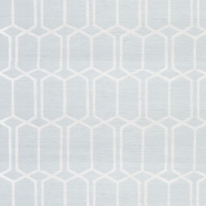 Schumacher Modern Trellis Sisal Sky Wallpaper Sample 5010100