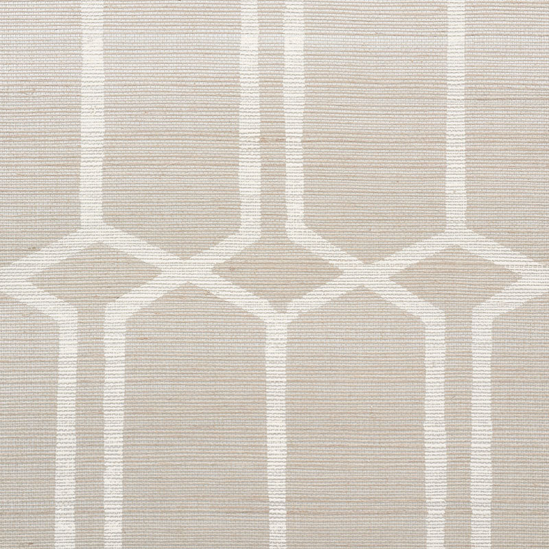 Schumacher Modern Trellis Hemp Shimmer Moonstone Wallpaper Sample 5010110