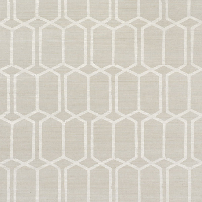 Schumacher Modern Trellis Hemp Shimmer Moonstone Wallpaper Sample 5010110