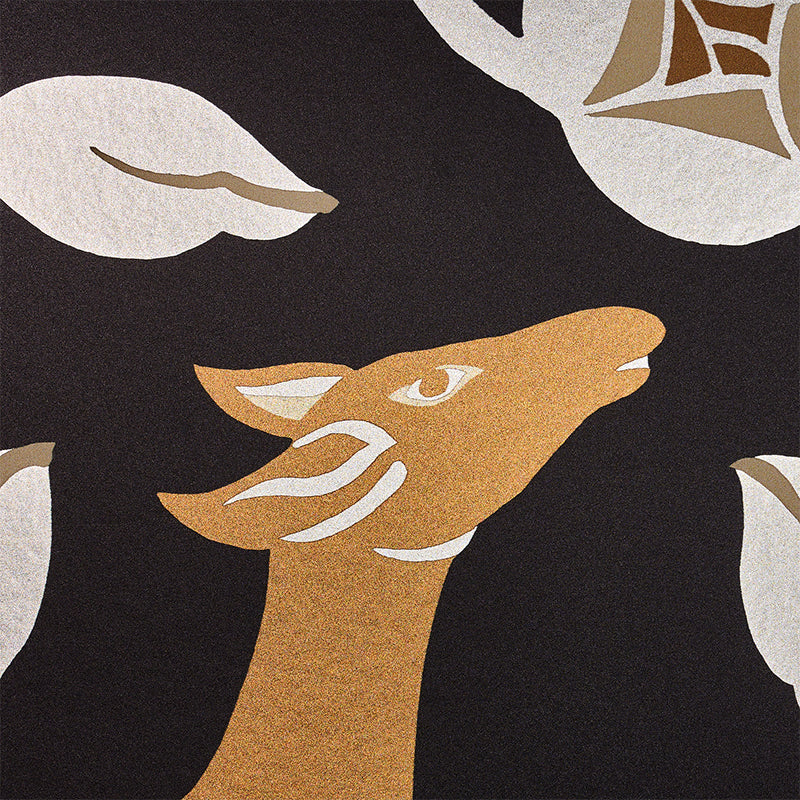 Schumacher Les Gazelles Au Bois Vinyl Noir Wallpaper Sample 5010140