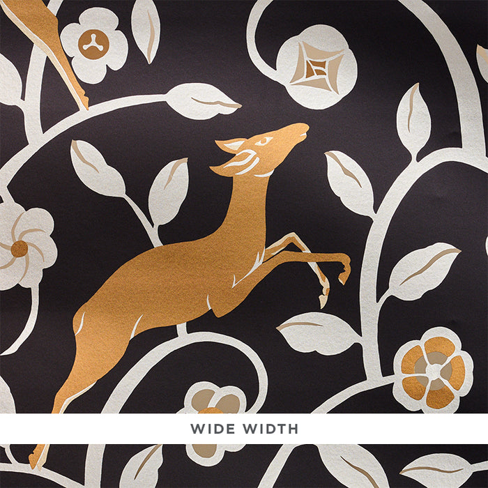 Schumacher Les Gazelles Au Bois Vinyl Noir Wallpaper Sample 5010140
