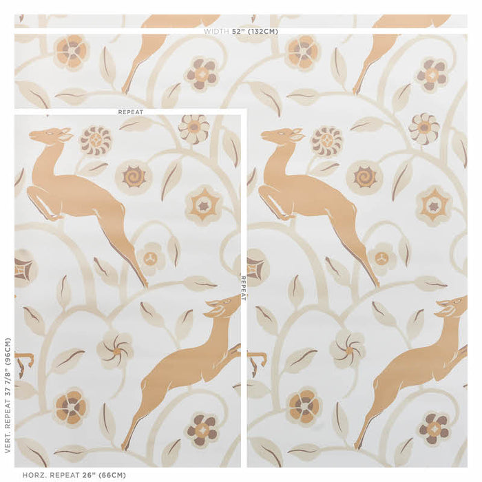 Schumacher Les Gazelles Au Bois Vinyl Natural Wallpaper Sample 5010141
