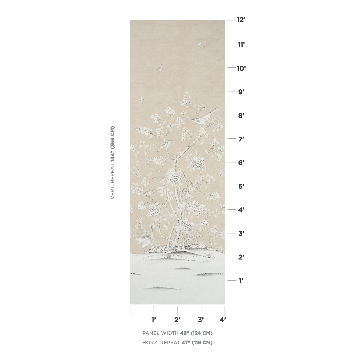 Schumacher Chinois Palais Vinyl Panel Stone Wallpaper Sample 5010161