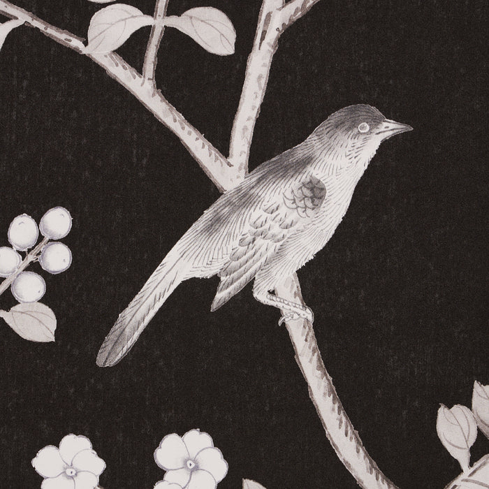 Schumacher Chinois Palais Vinyl Panel Noir Wallpaper Sample 5010162