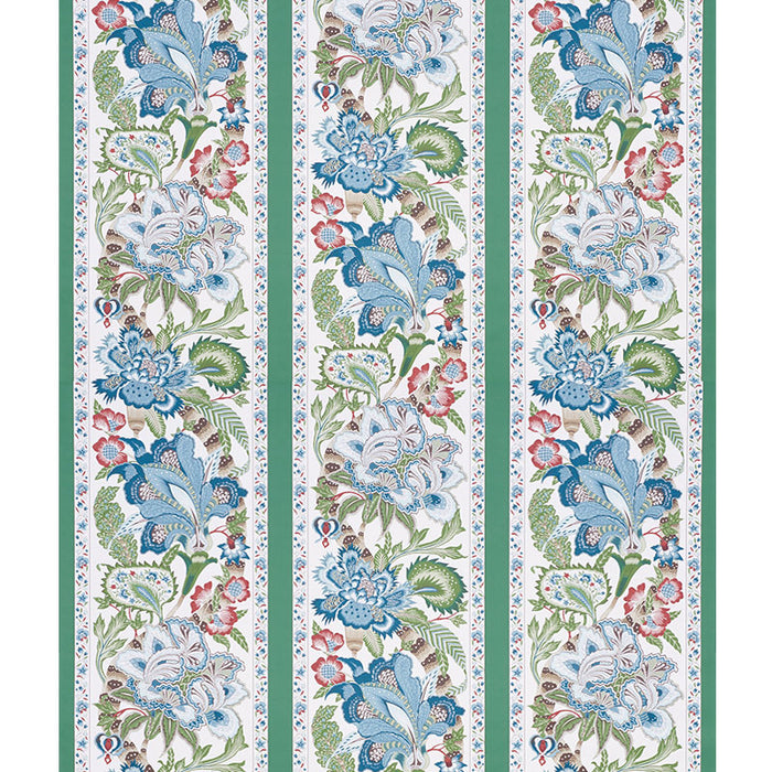 Schumacher Anjou Stripe Emerald Wallpaper Sample 5010170