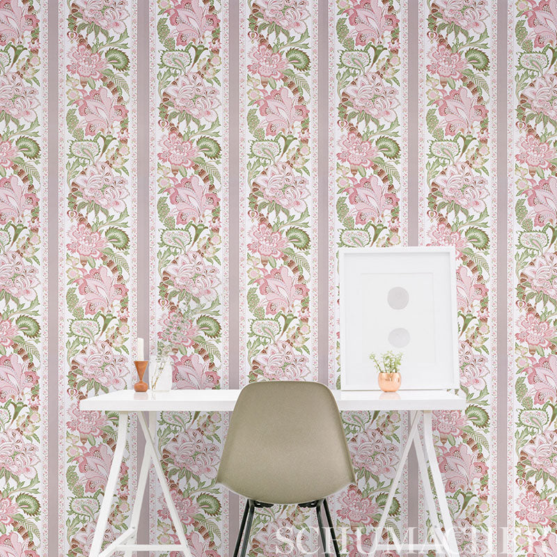 Schumacher Anjou Stripe Blush Wallpaper Sample 5010171