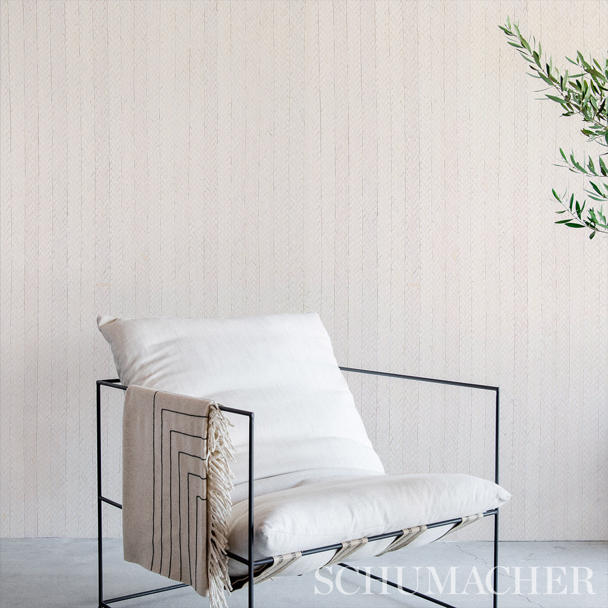 Schumacher Braided Buri Ivory Wallpaper Sample 5010191