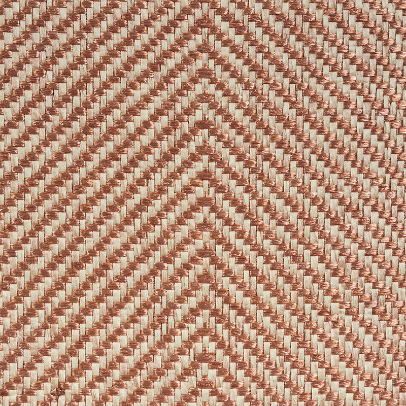 Schumacher Herringbone Paperweave Brown Wallpaper Sample 5010231