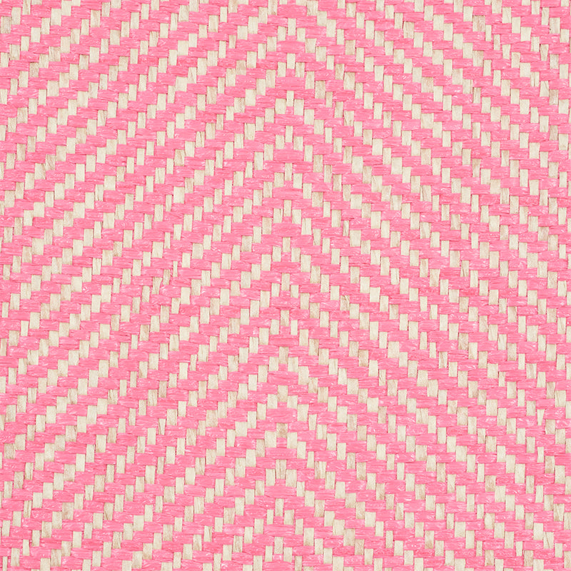Schumacher Herringbone Paperweave Pink Wallpaper Sample 5010235