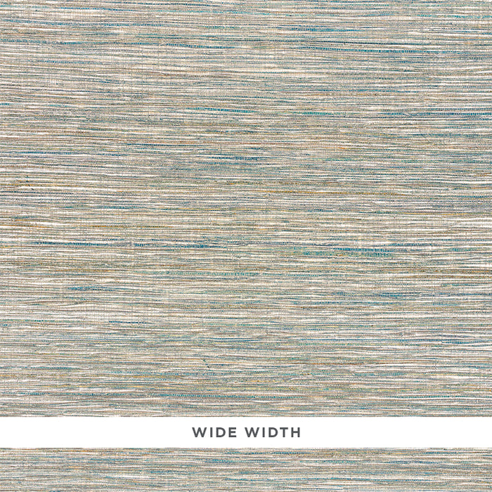 Schumacher Metallized Flax Peacock Wallpaper Sample 5010280