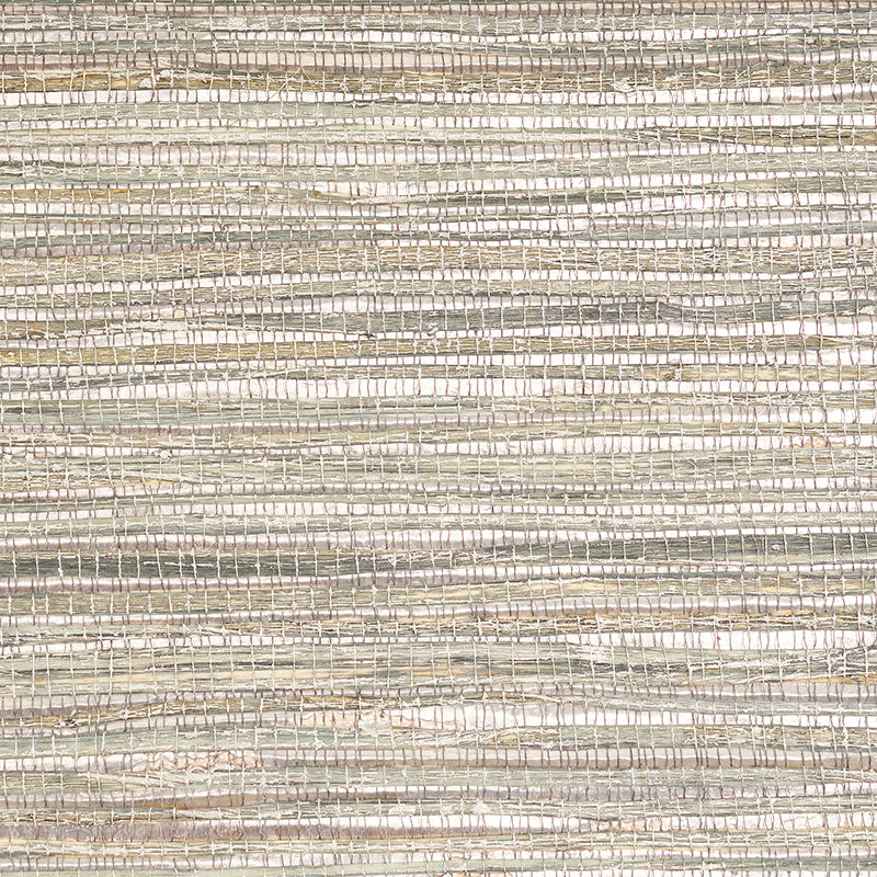 Schumacher Metallized Flax Sage Wallpaper Sample 5010281