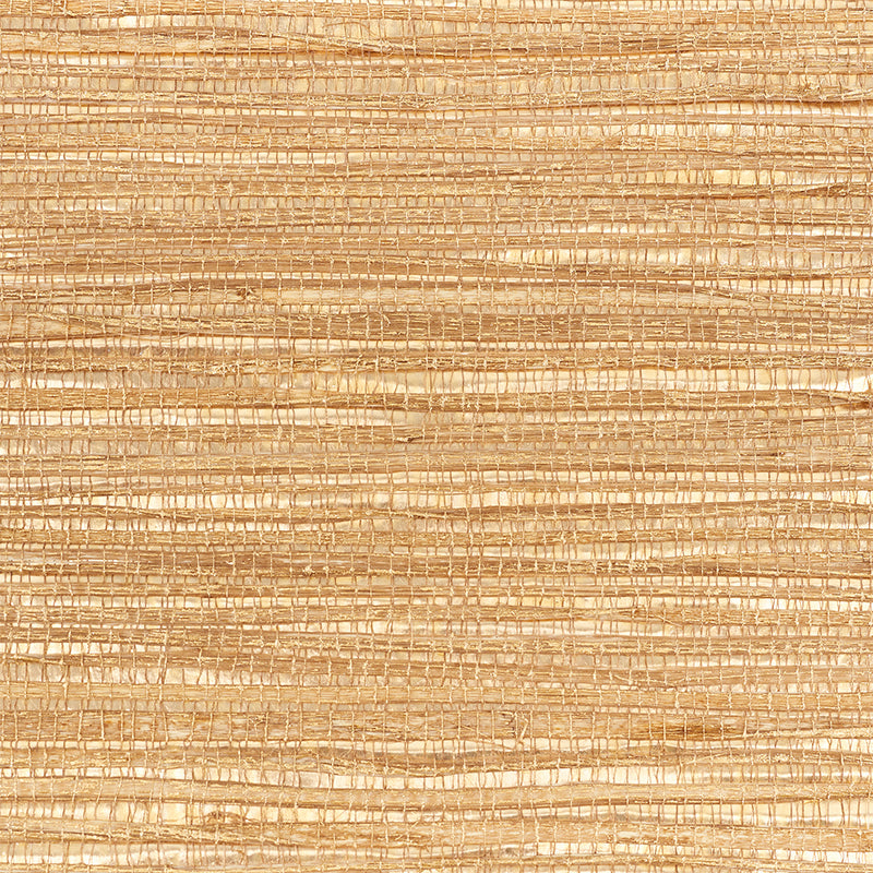 Schumacher Metallized Flax Brass Wallpaper Sample 5010282