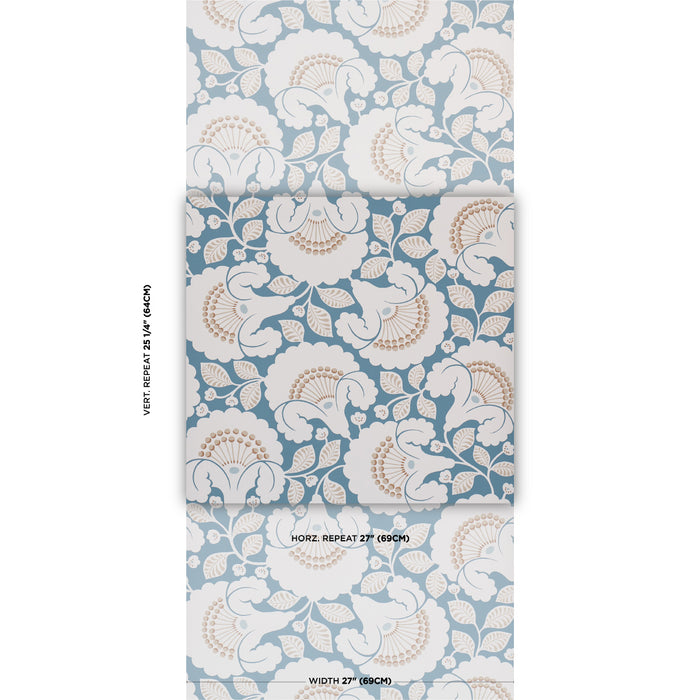 Schumacher Jackie Indigo Wallpaper Sample 5010374