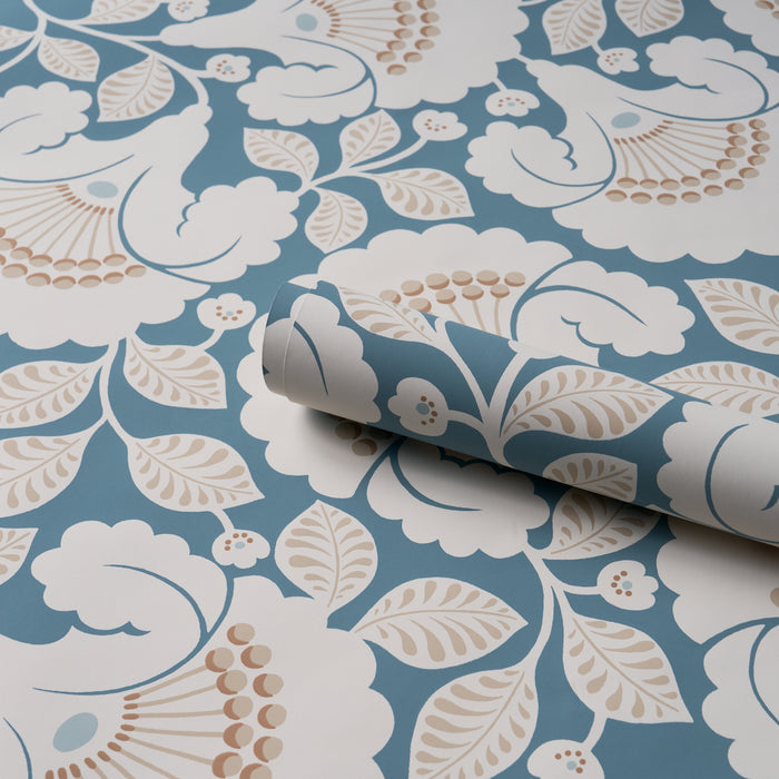Schumacher Jackie Indigo Wallpaper Sample 5010374