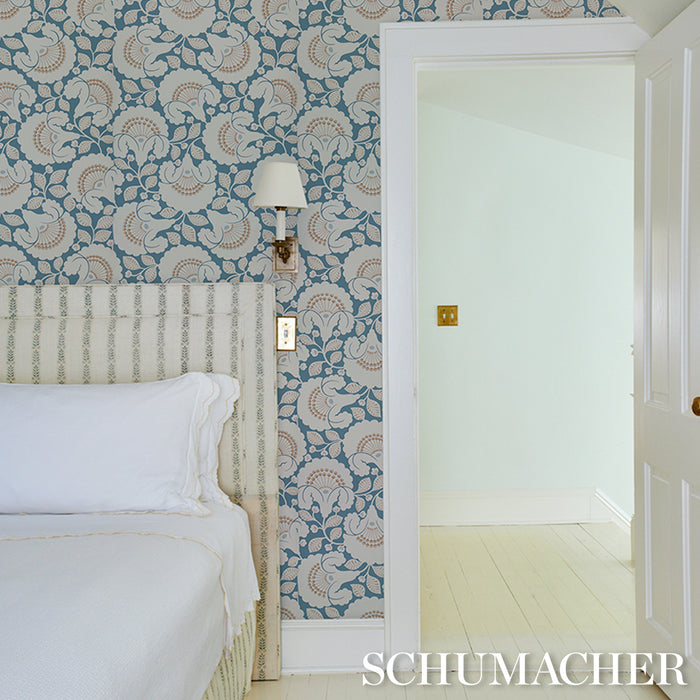 Schumacher Jackie Indigo Wallpaper Sample 5010374