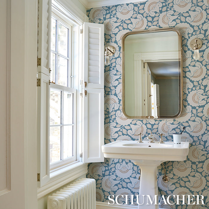 Schumacher Jackie Indigo Wallpaper Sample 5010374