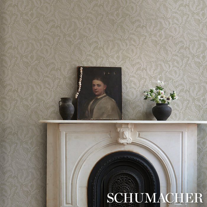 Schumacher Etched Fern Green Wallpaper Sample 5010383