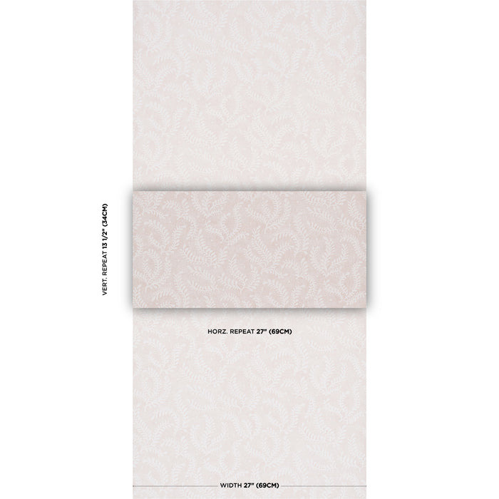 Schumacher Etched Fern Blush Wallpaper Sample 5010384