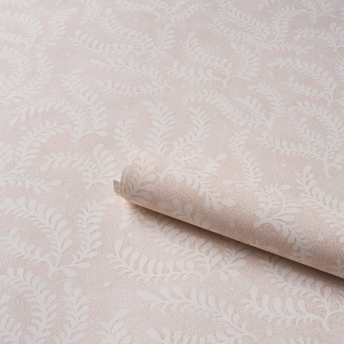 Schumacher Etched Fern Blush Wallpaper Sample 5010384