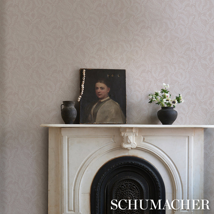 Schumacher Etched Fern Blush Wallpaper 5010384