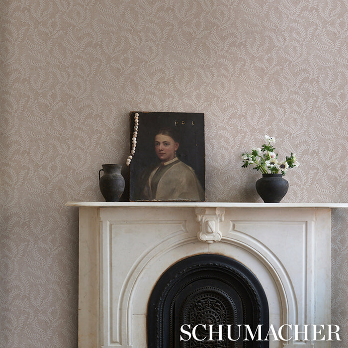Schumacher Etched Fern Brown Wallpaper Sample 5010385