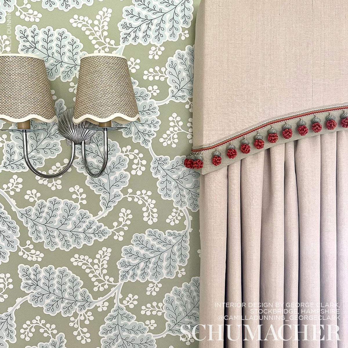 Schumacher Estelle Green Wallpaper Sample 5010392
