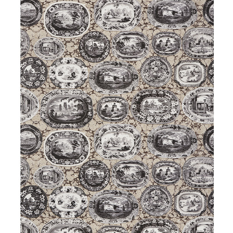 Schumacher Plates & Platters Neutral Wallpaper Sample 5010411