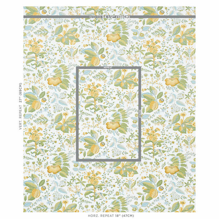 Schumacher Pomegranate Botanical Citron Wallpaper Sample 5010442