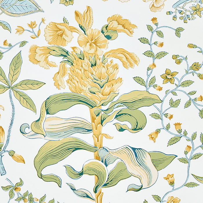 Schumacher Pomegranate Botanical Citron Wallpaper Sample 5010442