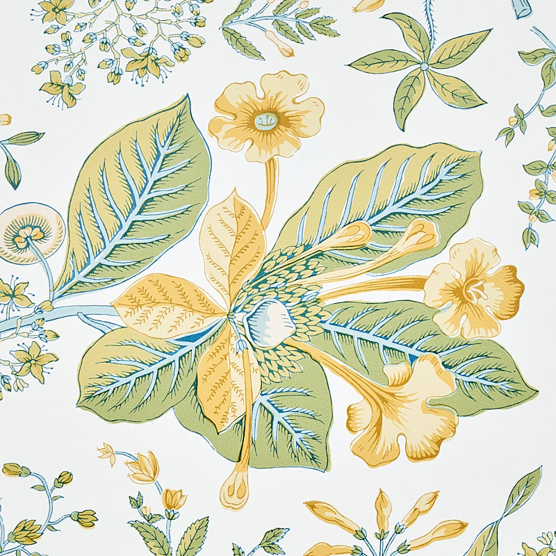 Schumacher Pomegranate Botanical Citron Wallpaper Sample 5010442