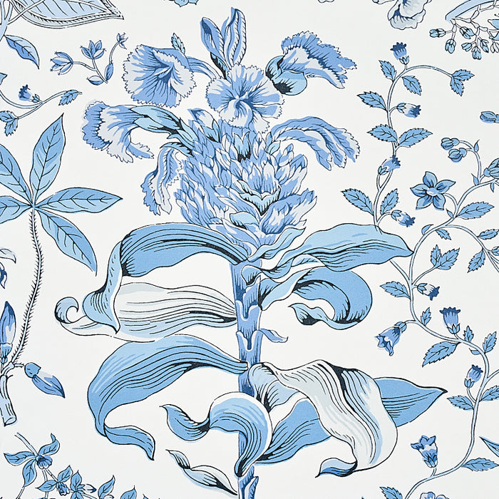 Schumacher Pomegranate Botanical Blue Wallpaper Sample 5010443