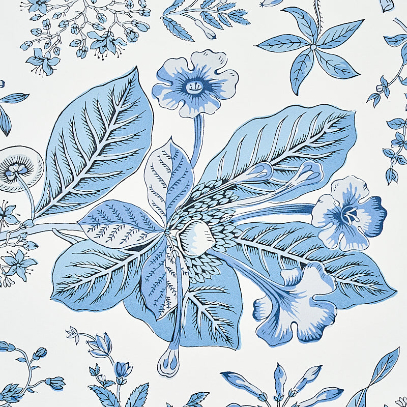 Schumacher Pomegranate Botanical Blue Wallpaper Sample 5010443